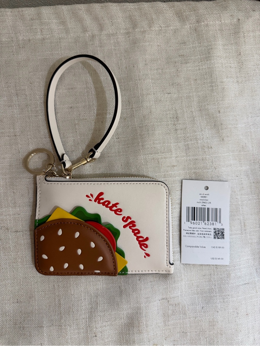 kate spade Snack Bar Burger Wristlet Cardholder NWT - Picture 2 of 6
